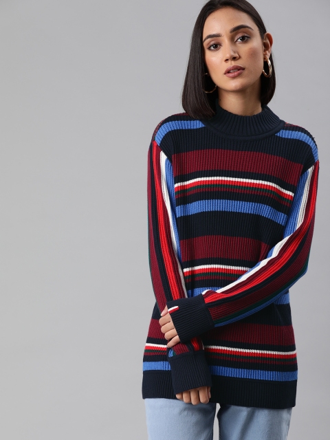 

Tommy Hilfiger Women Multicoloured Striped Pullover Sweater, Multi