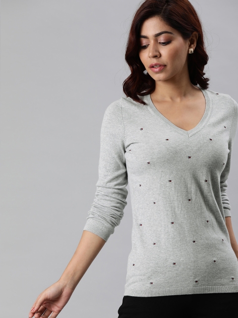 

Tommy Hilfiger Women Grey Embroidered Pullover Sweater