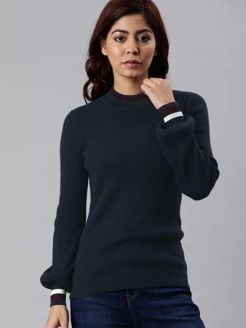 

Tommy Hilfiger Women Navy Blue Solid Pullover Sweater