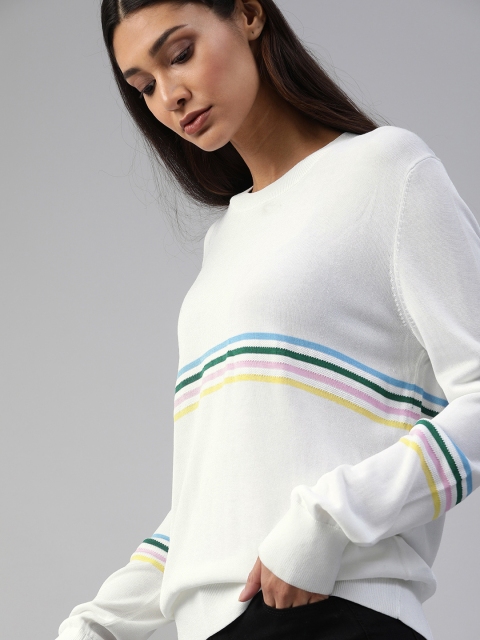 

Tommy Hilfiger Women White Striped Pullover Sweater