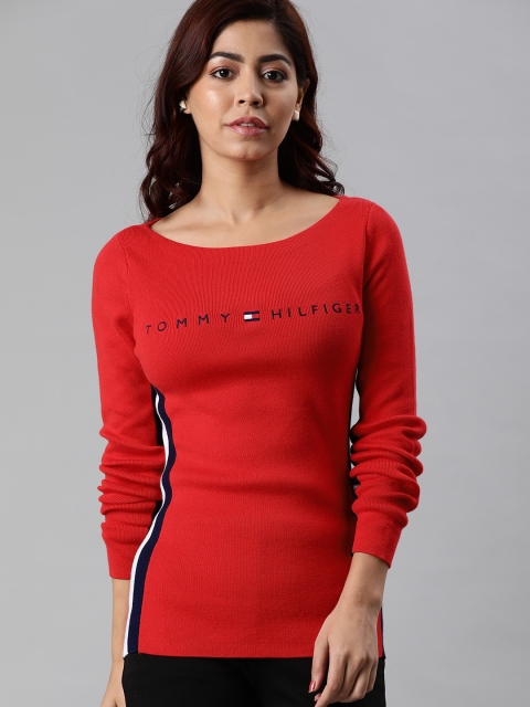 

Tommy Hilfiger Women Red Embroidered Pullover Sweater