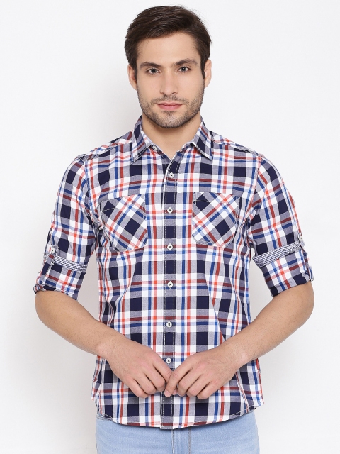 

American Swan Blue Checked Smart Fit Casual Shirt