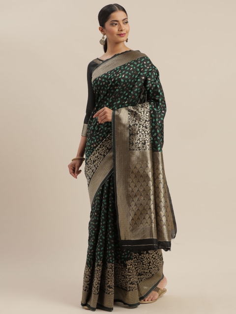 

Mitera Brown & Gold-Toned Art Silk Woven Design Dharmavaram Saree