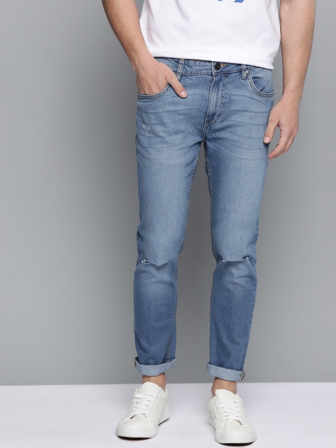 

Mast & Harbour Men Blue Skinny Fit Mid-Rise Slash Knee Stretchable Jeans