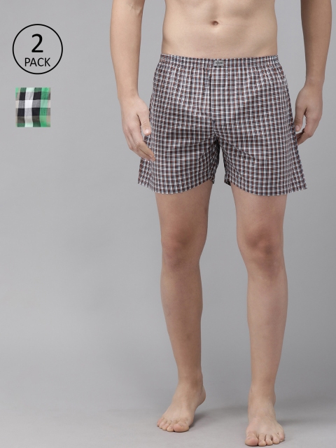 

The Roadster Lifestyle Co Men Pack of 2 Checked Pure Cotton Boxers RDST-BOX-2PP-009A, Multi