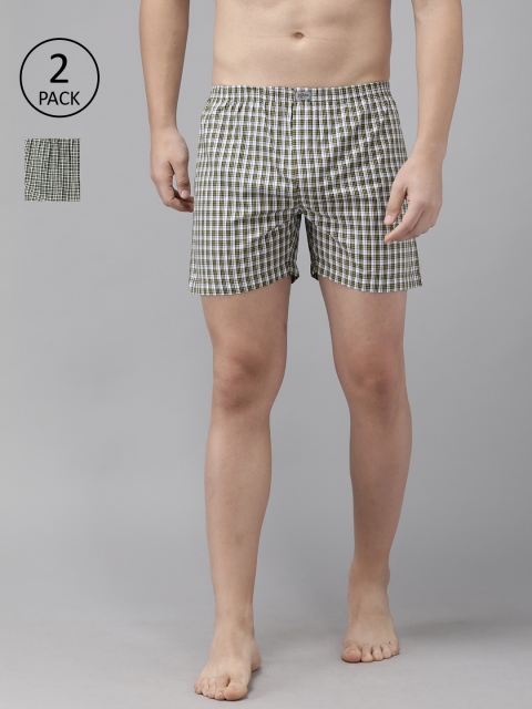 

Roadster Men Pack Of 2 Checked Pure Cotton Boxers RDST-BOX-2PP-012A, White