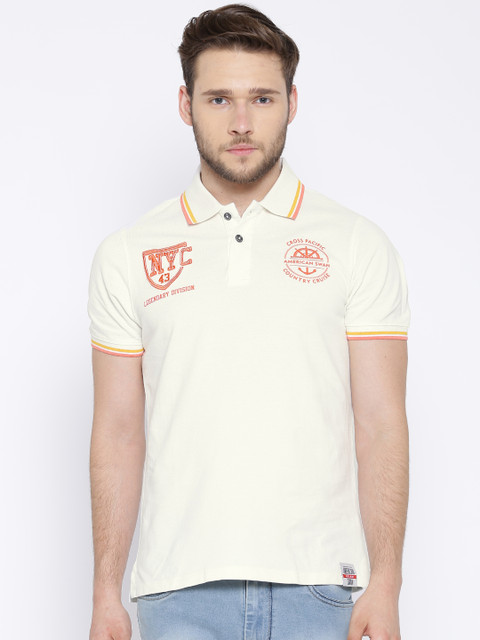 

American Swan Cream-Coloured Polo T-shirt