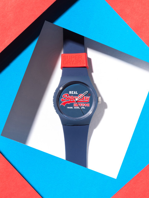 

Superdry Men Navy Blue & Red Analogue Watch SYG280UR