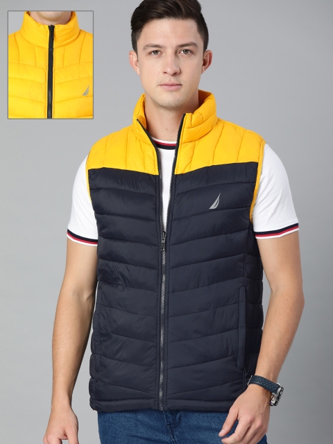 

Nautica Men Yellow Colourblocked Lightweight Puffer Jacket