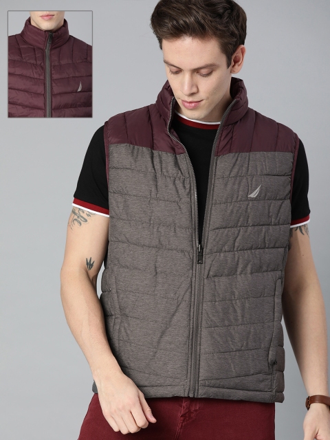

Nautica Men Maroon Solid Reversible Water Resistant Puffer Jacket