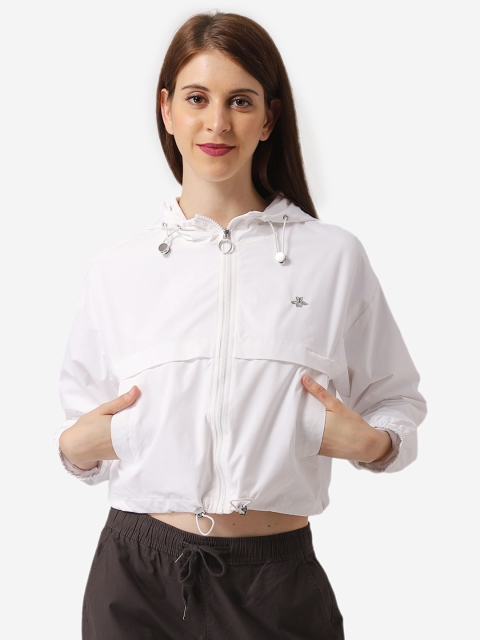 

Mode by Red Tape Women White Solid Bomber Jacket