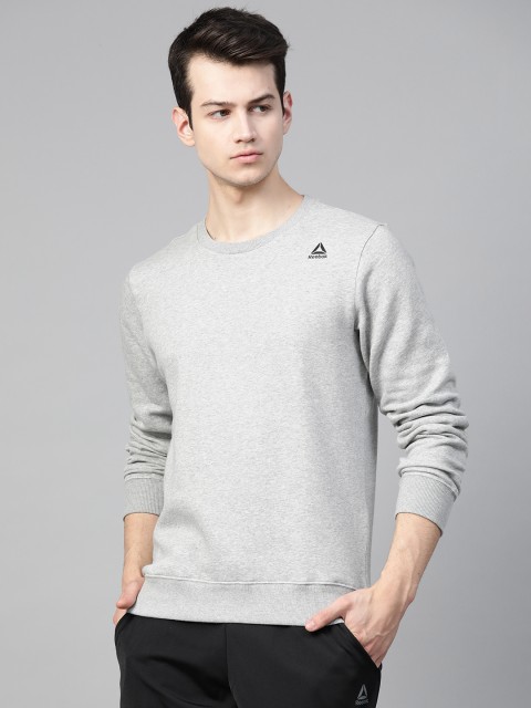

Reebok Men Grey Melange Solid Training Foundation Sweatshirt