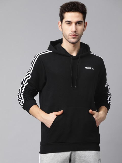 

ADIDAS Men Black Solid Essentials 3-Stripes PO Hooded Sweatshirt