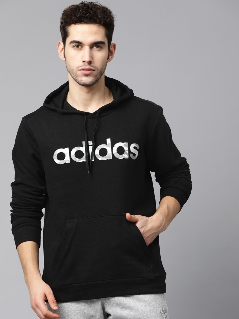 

ADIDAS Men Black & White Printed Essentials Camo Linear Hooded Sweatshirt