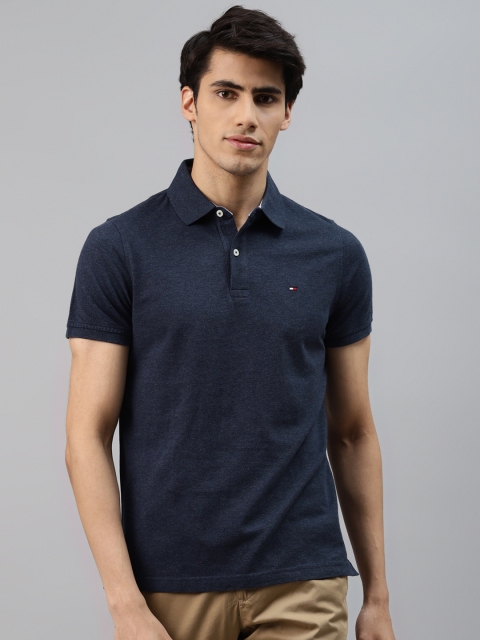 

Tommy Hilfiger Men Navy Blue Polo Collar Slim Fit T-shirt