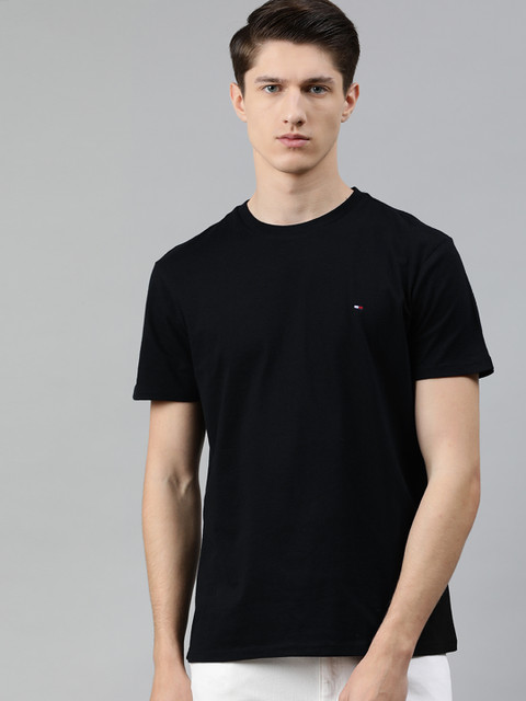

Tommy Hilfiger Men Black Solid Round Neck T-shirt