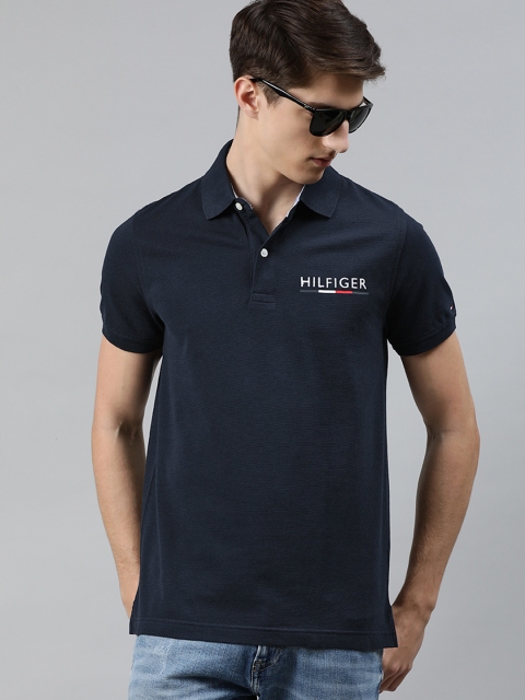 

Tommy Hilfiger Men Navy Blue Solid Polo Collar T-shirt