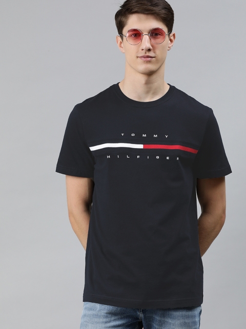 

Tommy Hilfiger Men Navy Blue Printed Round Neck T-shirt