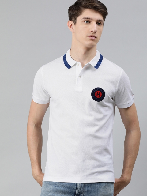 

Tommy Hilfiger Men White Solid Polo Collar T-shirt