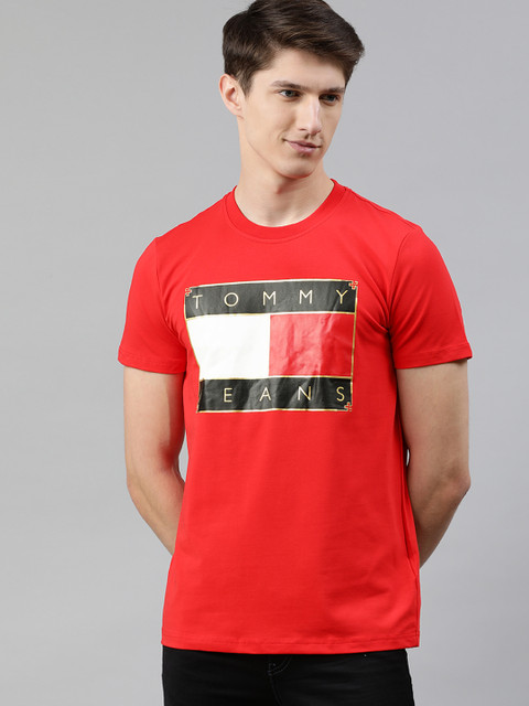 

Tommy Hilfiger Men Red Printed Round Neck T-shirt