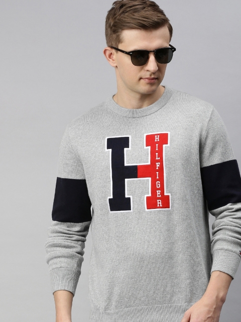 

Tommy Hilfiger Men Grey Embroidered Pullover Sweater