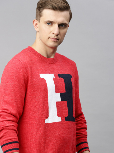 

Tommy Hilfiger Men Red Embroidered Pullover Sweater