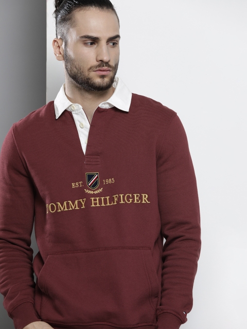 

Tommy Hilfiger Men Maroon Logo Embroidered Pullover Sweatshirt
