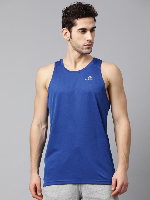 

ADIDAS Men Blue Solid Own The Run Singlet T-shirt