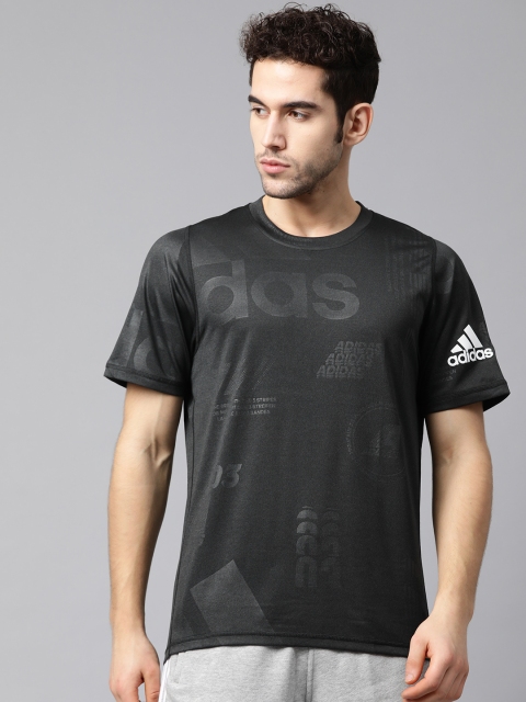 

ADIDAS Men Charcoal Grey Printed Freelift Daily Press T-Shirt