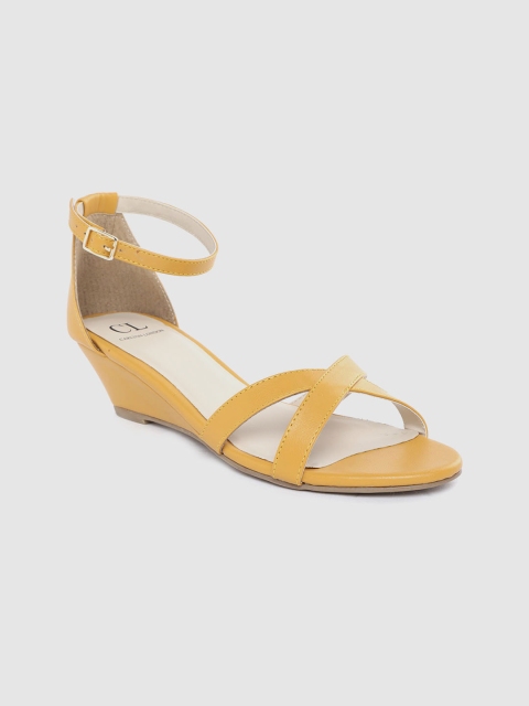 

Carlton London Women Mustard Yellow Solid Wedges