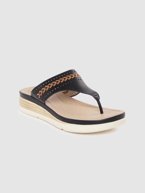 

Carlton London Women Black & Tan Brown Braided & Laser Cut Comfort Heels
