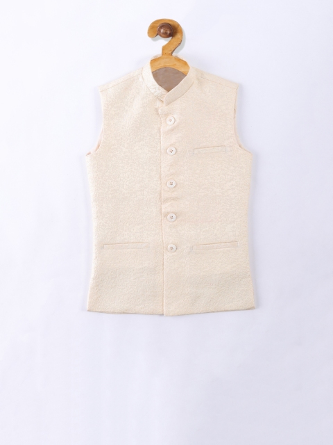 

NAMASKAR Boys Cream-Coloured Woven Design Nehru Jacket