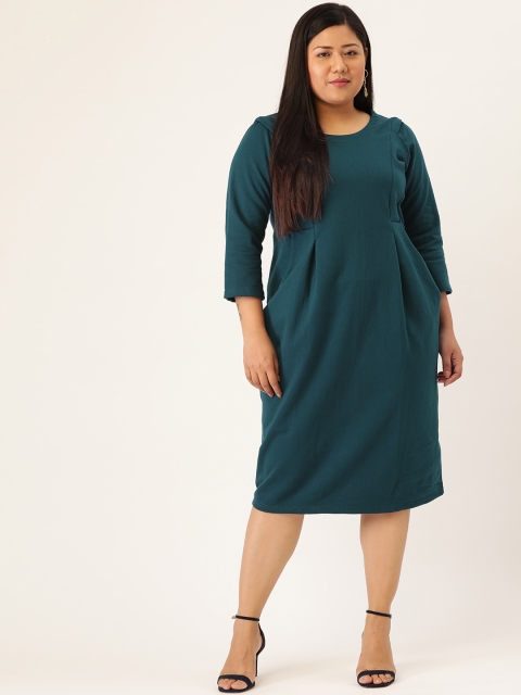 

Revolution Women Plus Size Teal Blue Solid Sheath Dress