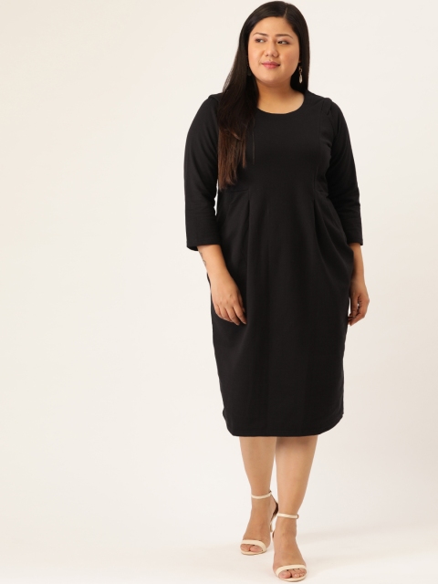 

Revolution Women Plus Size Black Solid Sheath Dress