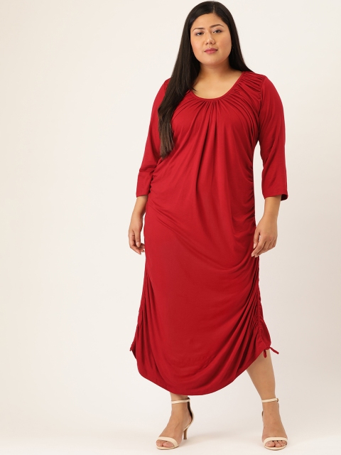 

Revolution Plus Size Women Red Solid Midi Sheath Dress