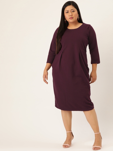 

Revolution Women Plus Size Burgundy Solid Sheath Dress