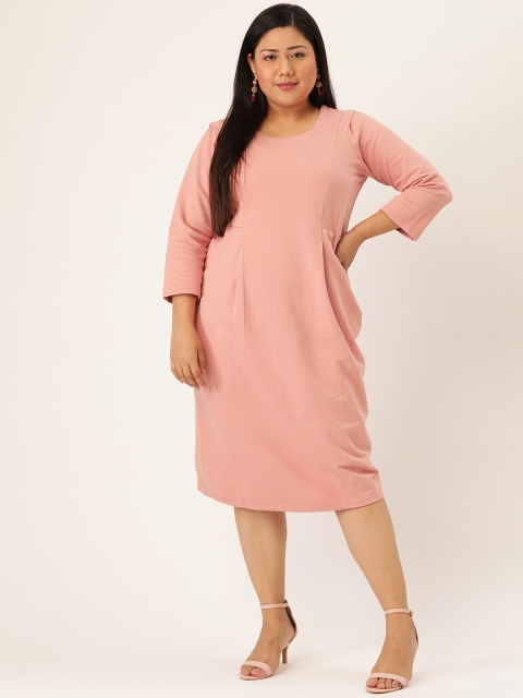 

Revolution Women Plus Size Pink Solid A-Line Dress