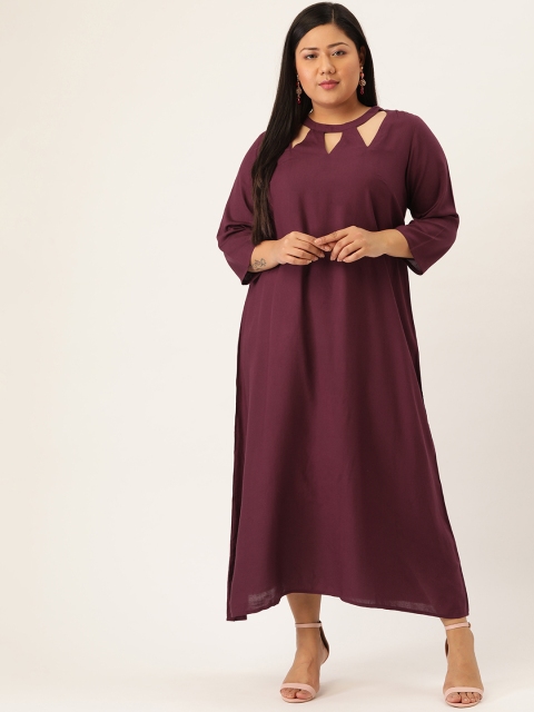 

Revolution Women Plus Size Burgundy Solid Maxi Dress