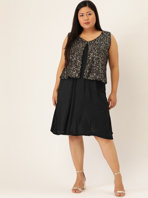 

Revolution Plus Size Women Black Embellished Sheath Dress
