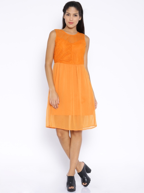 

109F Orange Fit & Flare Dress