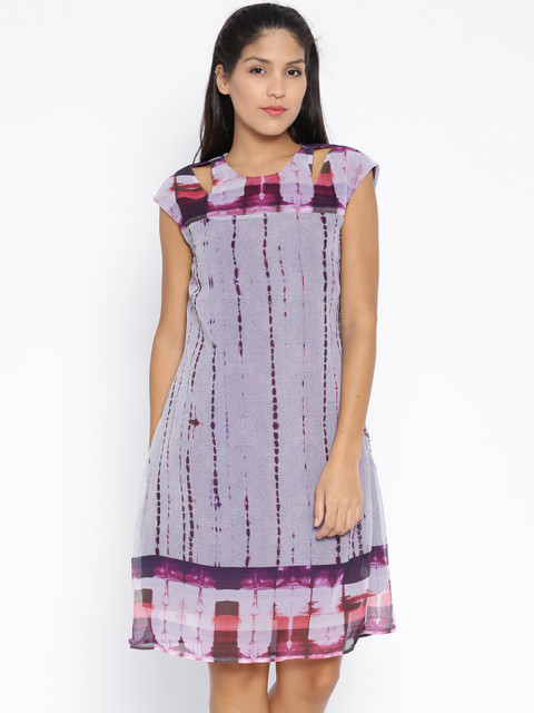 

109F Lavender Printed A-Line Dress