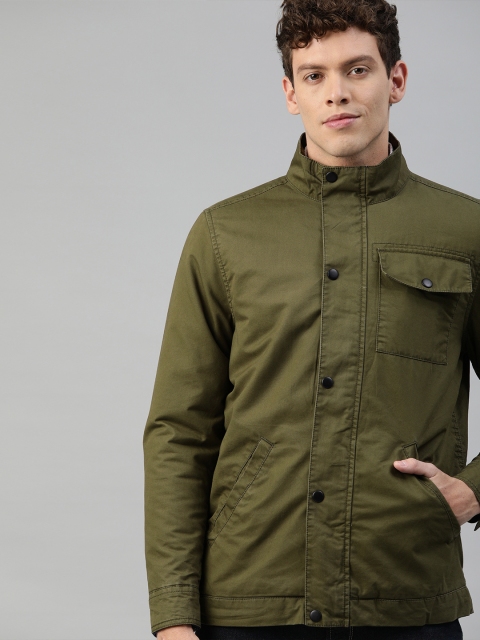 

Indian Terrain Men Olive Green Solid Insulator Tailored Jacket