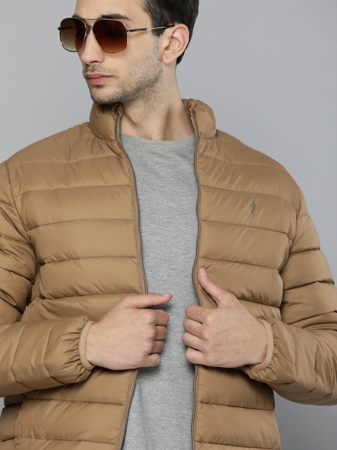 

Indian Terrain Men Olive Brown Solid Puffer Jacket