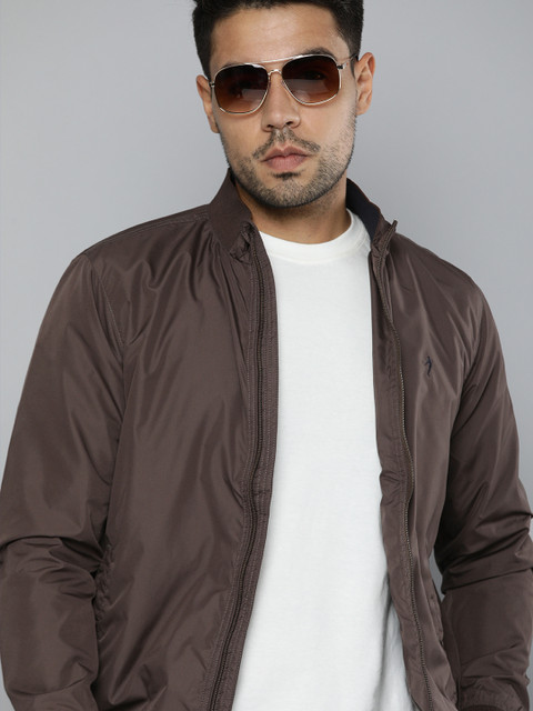 

Indian Terrain Men Coffee Brown Solid Windcheater Bomber Jacket