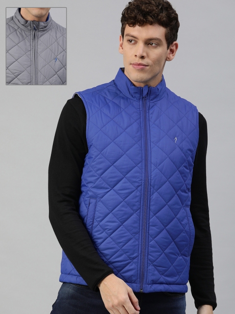 

Indian Terrain Men Blue Solid Reversible Quilted Jacket