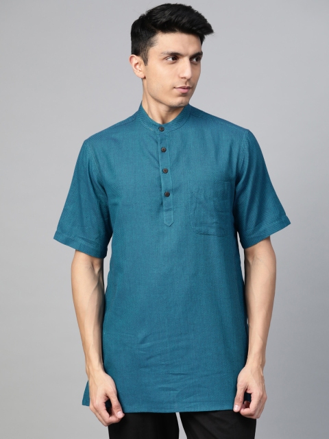 

Fabindia Men Blue Striped Pure Cotton Straight Kurta