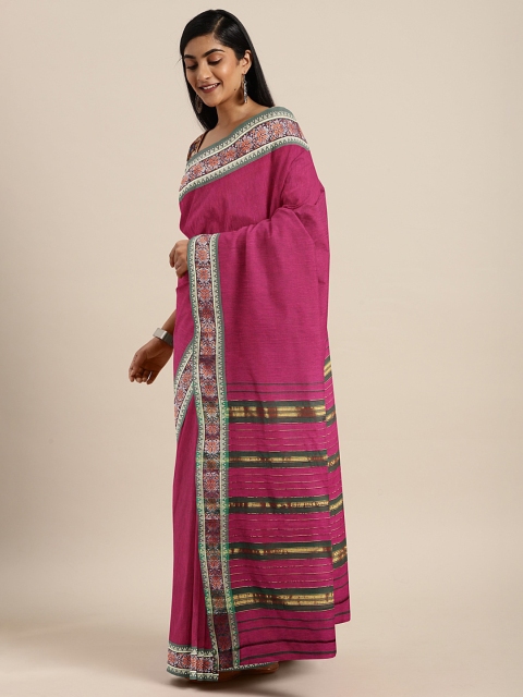 

KALINI Pink Pure Cotton Solid Venkatgiri Handloom Saree