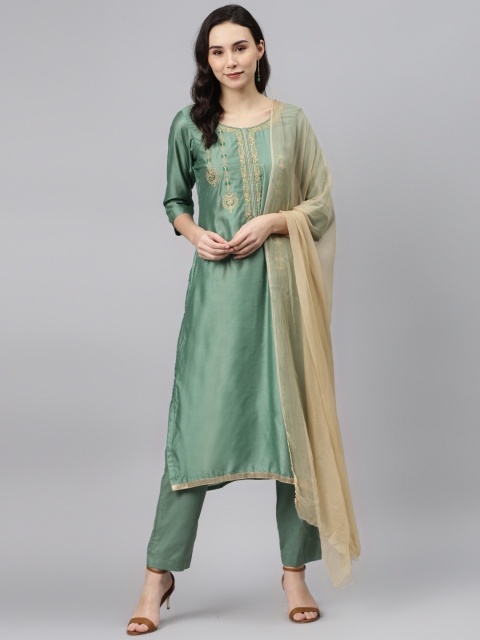 

Biba Green & Beige Unstitched Dress Material