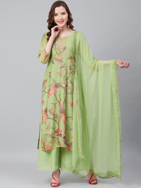 

Biba Green & Grey Floral Print Unstitched Dress Material
