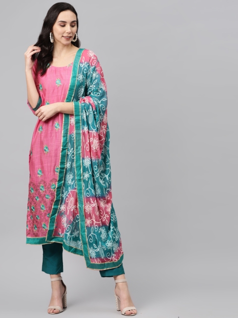 

Biba Pink & Blue Unstitched Dress Material